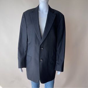 Paul Stuart Wool Woven Multicolor Pinstripe Blazer 40 R Grey Sport Coat